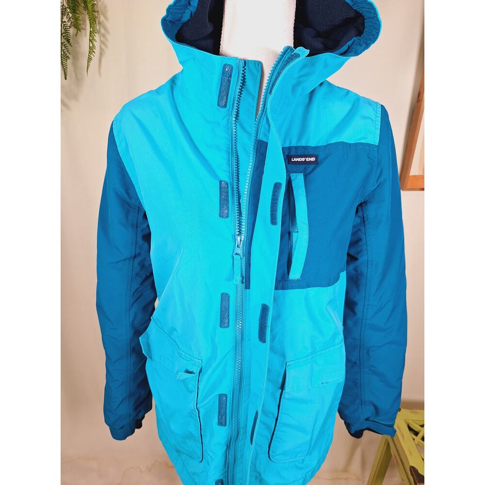 Land's End Youth Winter Insulated Jacket Blue/Turquoise Large - Picture 3 of 13